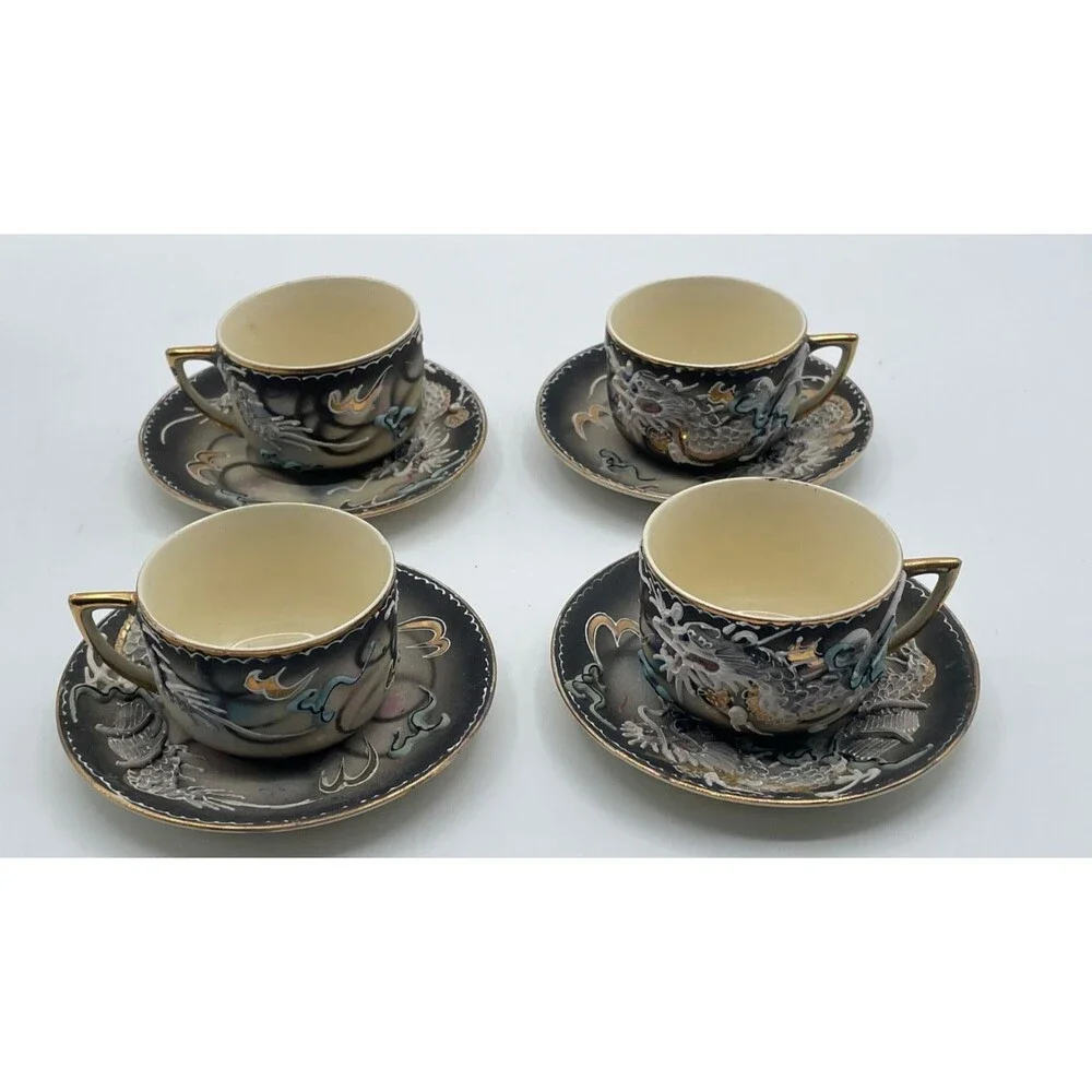 Vintage Dragon Ware Tea Set Moriage 13 Pieces Made in Japan 1940s